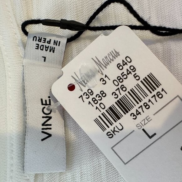NWT Vince. White Boat Neck Short Sleeve Cotton Roll Sleeve T-Shirt Sz L MSRP $69 - Picture 13 of 15